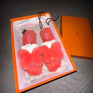 Hermes Red and Black Slippers